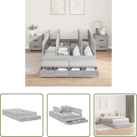Letto moderno -  Struttura letto con contenitore Grigio Sonoma 120 cm
