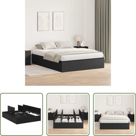 Letto moderno -  Struttura letto con contenitore Rovere Nero 140 x 190 cm