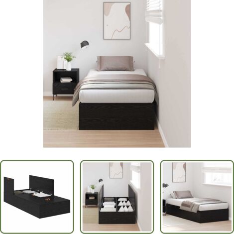 Letto moderno -  Struttura letto con contenitore Rovere Nero 90 x 190 cm