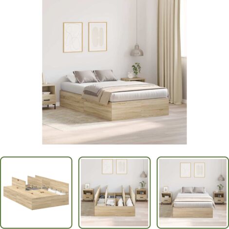 Letto moderno -  Struttura letto con contenitore Rovere Sonoma 120 x 190 cm
