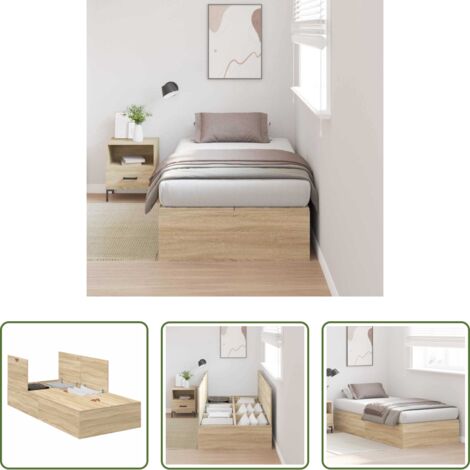 Letto moderno -  Struttura letto con contenitore Rovere Sonoma 90 x 200 cm