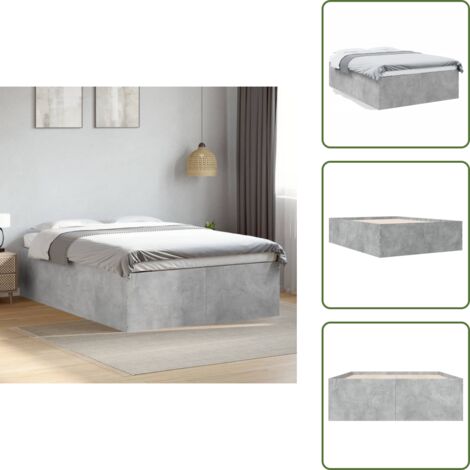 Letto moderno - vidaXL Giroletto Grigio Cemento 120x190 cm in Legno Multistrato - Letto con doghe