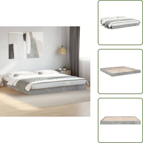 Letto moderno - vidaXL Giroletto Grigio Cemento 180x200 cm in Legno Multistrato - Letto con doghe