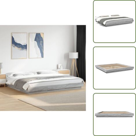 Letto moderno - vidaXL Giroletto Grigio Sonoma 180x200 cm in Legno Multistrato - Letto con doghe