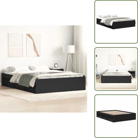 Letto moderno - vidaXL Giroletto in Nero 120x200 cm - Letto con doghe in compensato