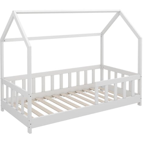 LIVINITY Letto montessori bambini Michelle, Bianco, 80x160 cm con protezione anticaduta, Vitalispa