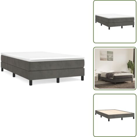 Letto morbido - vidaXL Giroletto a Molle con Materasso Grigio Scuro 120x190 cm Velluto - Letto con velluto
