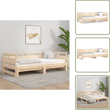 Letto multifunzionale - vidaXL Dormeuse Estraibile in Legno Massello di Pino 2x(80x200) cm - Salvaspazio