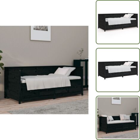 Letto multifunzionale - vidaXL Dormeuse Nera 90x190 cm in Legno Massello di Pino - Letto con cassetti
