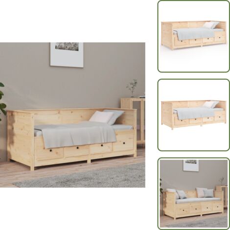 Letto multifunzionale - vidaXL Dormeuse senza Materasso 90x190 cm in Legno Massello di Pino - Letto con cassetti