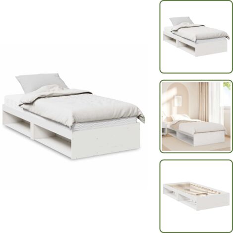 Letto multifunzione - vidaXL Dormeuse con Materasso Bianca 80x200 cm Legno Massello di Pino - Letto con doghe
