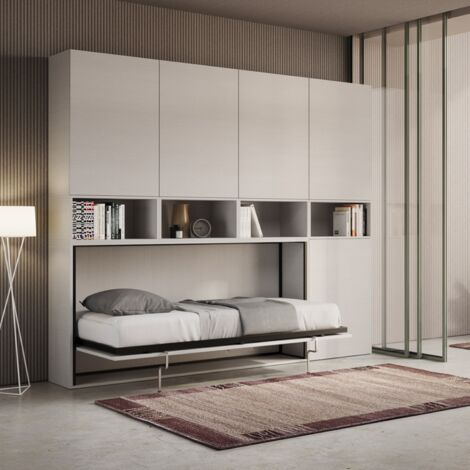 Letto NABOR singolo a scomparsa Bianco Frassino Composizione C