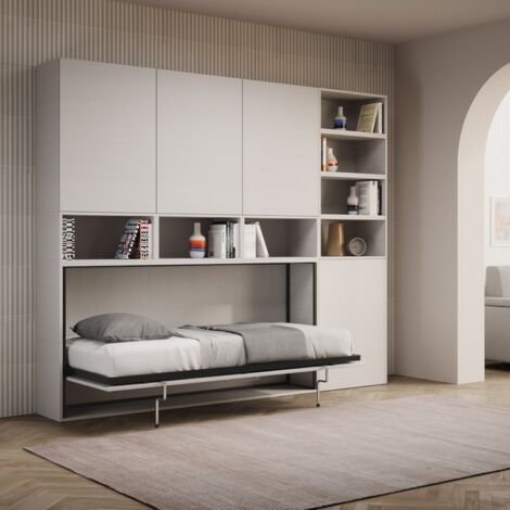 Letto NABOR singolo a scomparsa Bianco Frassino Composizione E
