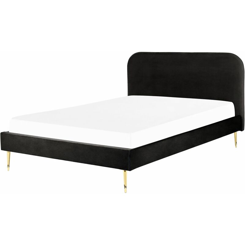 Letto matrimoniale velluto nero piedi oro minimalista 180 x 200 cm Flayat