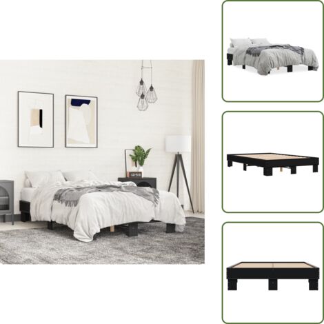 Letto nero - vidaXL Giroletto Nero 120x200 cm in Legno Multistrato e Metallo - Letto con gambe stabili