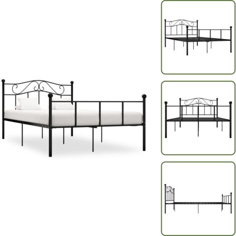 Letto nero - vidaXL Giroletto Nero in Metallo 120x200 cm - Letto elegante