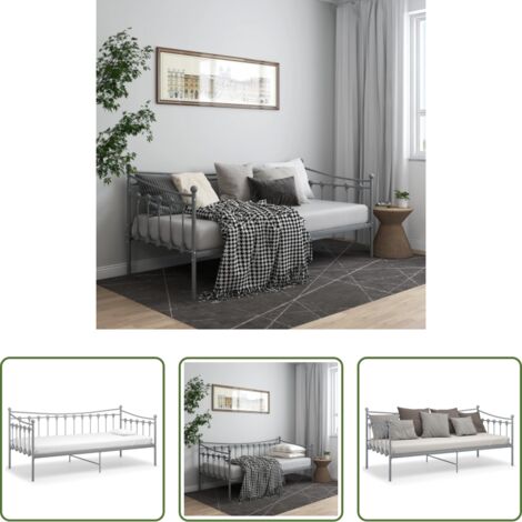 Letto occasionale -  Telaio Divano Letto Grigio in Metallo 90x200 cm