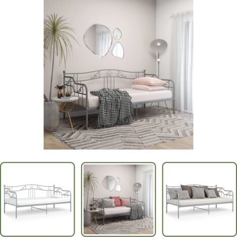 Letto occasionale -  Telaio Divano Letto Grigio in Metallo 90x200 cm
