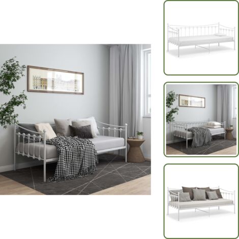 Letto occasionale - vidaXL Telaio Divano Letto Bianco in Metallo 90x200 cm - Divano letto in metallo