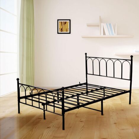 Letto per adulti e bambini 90x200 cm, letto con struttura in ferro - nero - C