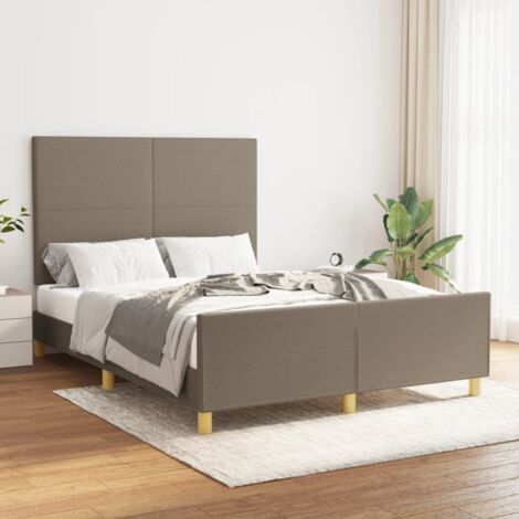 Letto per adulto con Testiera,Struttura Letto elegante, Letto singolo,Giroletto Tortora 140x190 cm in Tessuto -BV91104