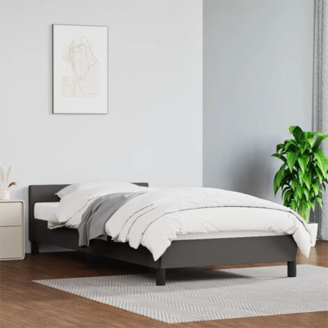 Letto per adulto,Struttura Letto elegante, Letto singolo,Giroletto con Testiera Crema 80x200 cm in Similpelle -BV89830