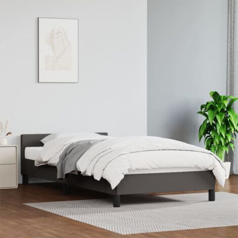 Letto per adulto,Struttura Letto elegante, Letto singolo,Giroletto con Testiera Crema 90x200 cm in Similpelle -BV93345