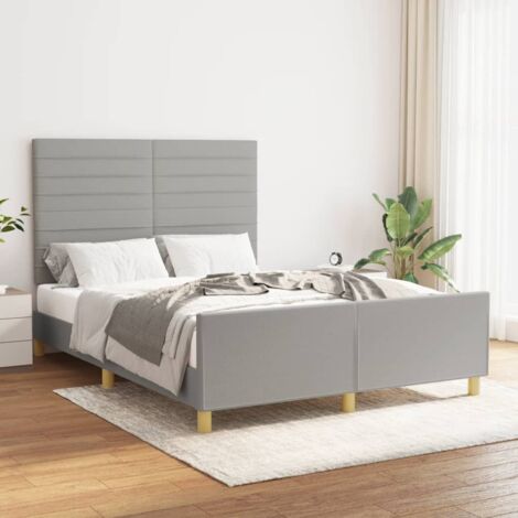 Letto per adulto,Struttura Letto elegante, Letto singolo,Giroletto con Testiera Grigio Chiaro 140x200 cm in Tessuto -BV66565