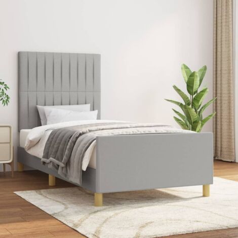 Letto per adulto,Struttura Letto elegante, Letto singolo,Giroletto con Testiera Grigio Chiaro 90x200 cm in Tessuto -BV87452