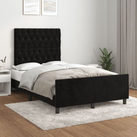 Letto per adulto,Struttura Letto elegante, Letto singolo,Giroletto con Testiera Nero 120x200 cm in Velluto -BV14029