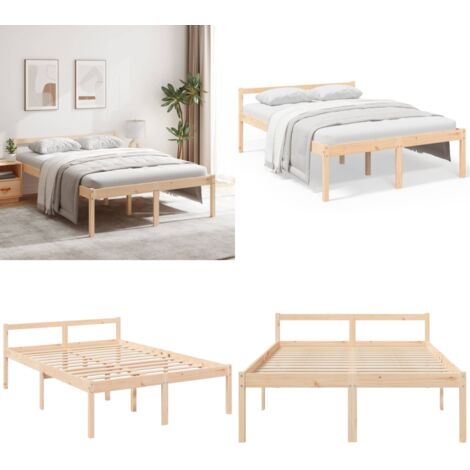 Letto per Anziani 140x190 cm in Legno Massello di Pino - Letto in legno - Letto con testiera