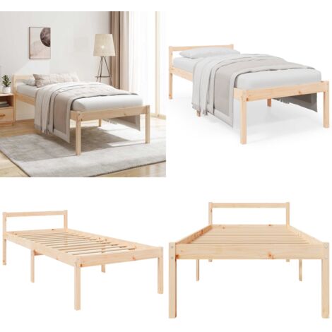 Letto per Anziani 90x190 cm Single in Legno Massello di Pino - Letto in legno - Letto in pino