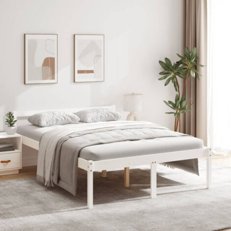 Letto per Anziani Bianco 120x200 cm in Legno Massello di Pino vidaXL