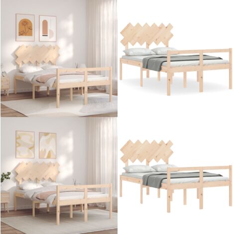 Letto per Anziani con Testiera 120x200 cm in Legno Massello - Letto in legno - Testiera in legno