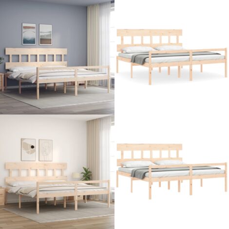 Letto per Anziani con Testiera 200x200 cm in Legno Massello - Letto in legno - Testiera in legno