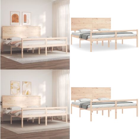 Letto per Anziani con Testiera 200x200 cm in Legno Massello - Letto in legno - Testiera in legno