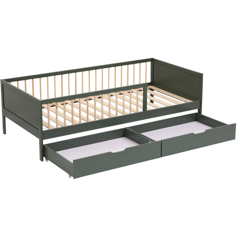 Letto per bambini 190x90cm verde con cassetti ADAM...