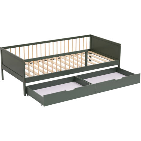 Letto per bambini 190x90cm verde con cassetti ADAM