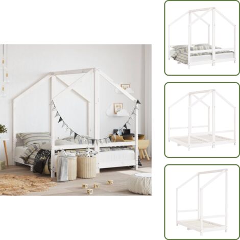 Letto per bambini 2x - vidaXL Giroletto per Bambini Bianco 2x(70x140)cm Legno Massello Pino - Letto per bambini basso