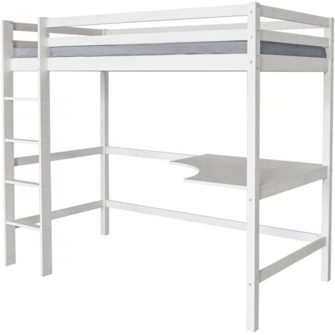 HABITAT ET JARDIN Letto per bambini a soppalco con scrivania "Angéla" 90 x 190 cm - Bianco