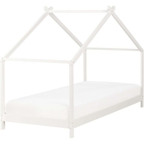 Letto per bambini con baldacchino e base in legno di pino bianco 90 x 200 cm Orlu