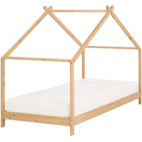 Letto per bambini con baldacchino e base in legno di pino chiaro 90 x 200 cm Orlu