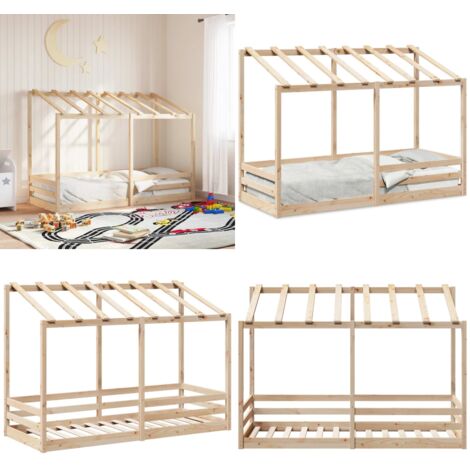 Letto per Bambini con Tetto 90x190 cm in Legno Massello di Pino - Letto in legno - Letto per bambini con tetto