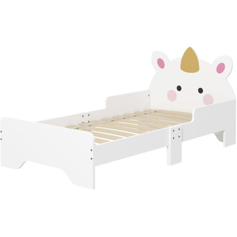 Letto per bambini design unicorno, per 3-6 anni, 143x74x67 cm, bianco