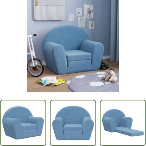 Letto per bambini -  Divano Letto per Bambini Blu in Morbido Peluche
