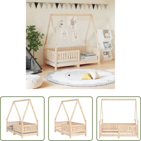 Letto per bambini -  Giroletto per Bambini 70x140 cm in Legno Massello di Pino