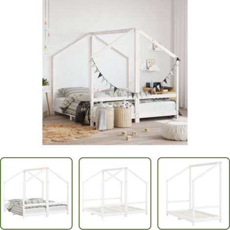 Letto per bambini - Giroletto per Bambini Bianco 2x(80x160)cm Legno Massello Pino