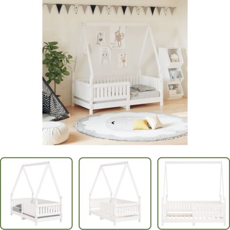 Letto per bambini -  Giroletto per Bambini Bianco 70x140cm in Legno Massello di Pino