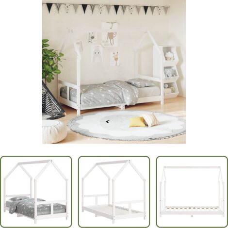 Letto per bambini - Giroletto per Bambini Bianco 80x160cm in Legno Massello di Pino