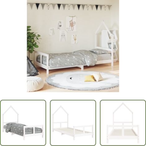 Letto per bambini -  Giroletto per Bambini Bianco 80x200cm in Legno Massello di Pino